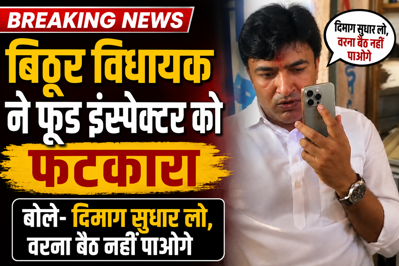 बिठूर विधायक ने अवैध वसूली पर फूड इंस्पेक्टर को फटकारा:बोले- दिमाग सुधार लो, वरना बैठ नहीं पाओगे